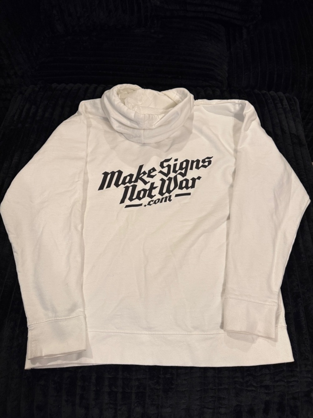 Make Signs Not War White Graphic Hoodie